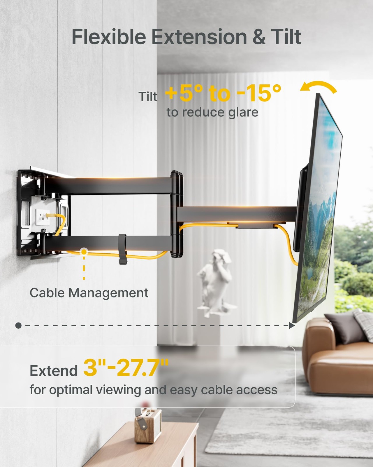 Heavy Duty XXL Full Motion TV Wall Mount for 60-120 inch Extra Large TVs, Hol...