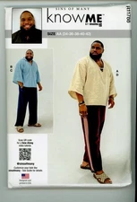 KNOW ME SEW PATTERN # R11788 SIZE AA (34-42) MENS TOP, HOODIE & PANTS