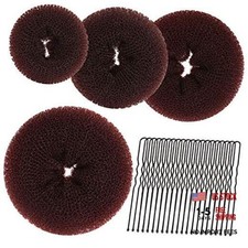 Hair Bun Maker for Women, 4 Pcs Brown Ballet Buns in 4 Sizes, Hair Donuts