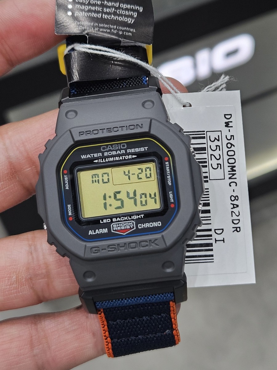 Casio G-Shock DW-5600MNC-8A2 Grey Blue Cloth Strap Magnetic Buckle