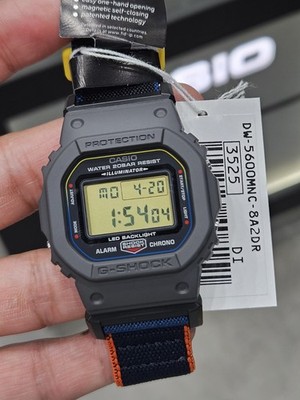 Casio G-Shock DW-5600MNC-8A2 Grey Blue Cloth Strap Magnetic Buckle