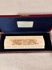 Antique Cribbage Board in Original Box w/ Pegs Japan Dragon - Great Condition