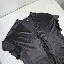 Victorias Secret Womens Robe One Size Black Short Sleeve Kimono Tie Love