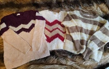 H&M Takara Fuzzy Eyelash Chevron Sweater Lot of 3