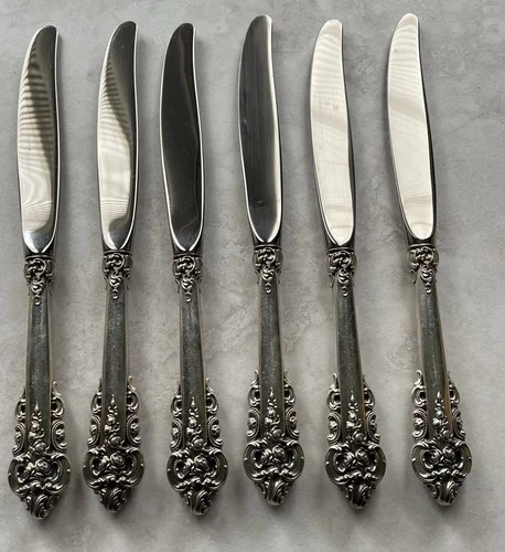 Antique Wallace Grande Baroque Sterling Silver 6 Dinner Knives