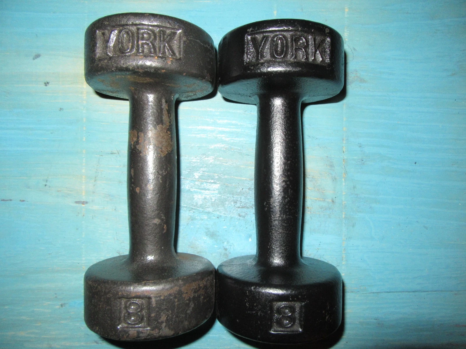 Vintage YORK 8 Pound Roundhead 1st Gen Dumbbell Set
