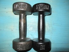 Vintage YORK 8 Pound Roundhead 1st Gen Dumbbe...