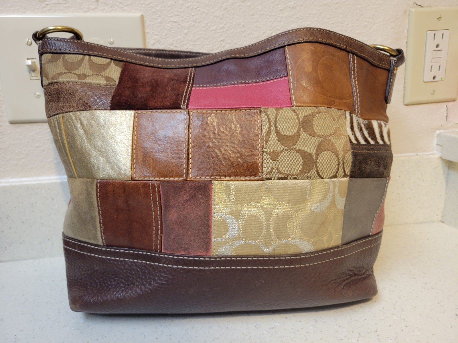 Coach Patchwork Multicolor Large Leather Shoulder… - image 4