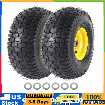AR-PRO 2-Pack 15x6-6 Tubeless Tire & Wheel for John Deere Riding Mower Yellow