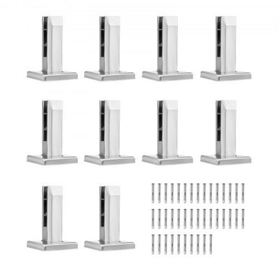 VEVOR Glass Clamp 10 PCS Square Railing Bracket for 0.31 ''-0.47 '' Glass Silver