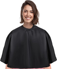 Short Barber Cape, Waterproof Nylon Salon Hair Cutting Cape, Makeup Black
