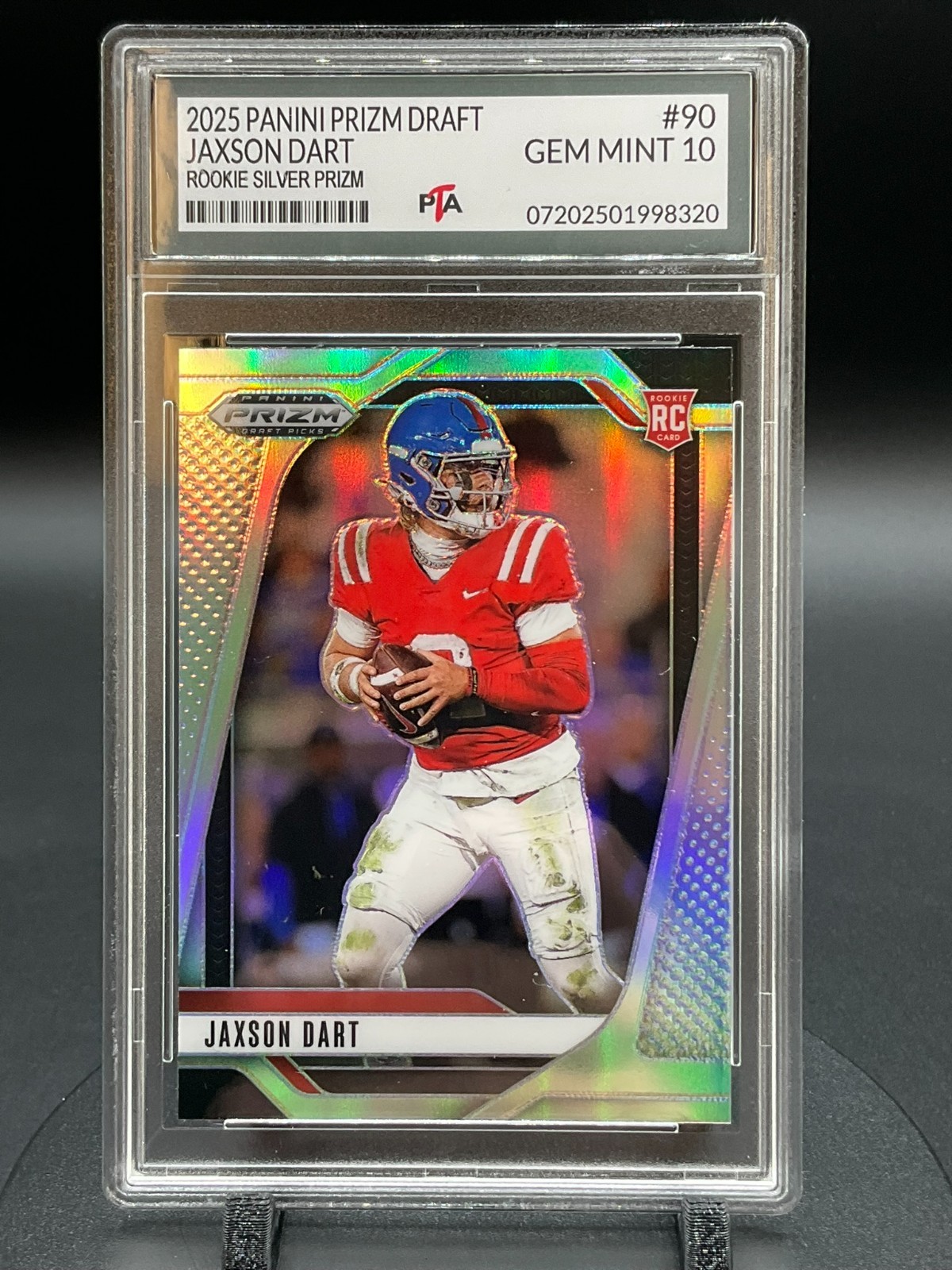 2025 Panini Prizm Draft Jaxson Dart Rookie RARE SILVER HOLO GEM MINT PTA 10🔥