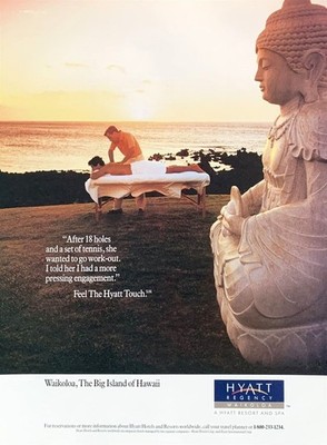 1990 HYATT REGENCY WAIKOLOA Hawaii Feel the Hyatt Touch PRINT AD