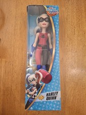 mint condition DC super hero girls black and red harley quinn doll