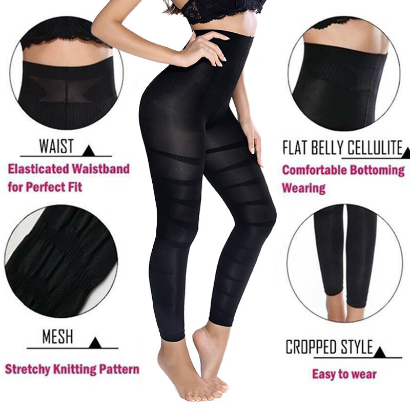 Women High Waist Compression Leggings Tone Pants Tummy Control Thigh Leg  Shaper