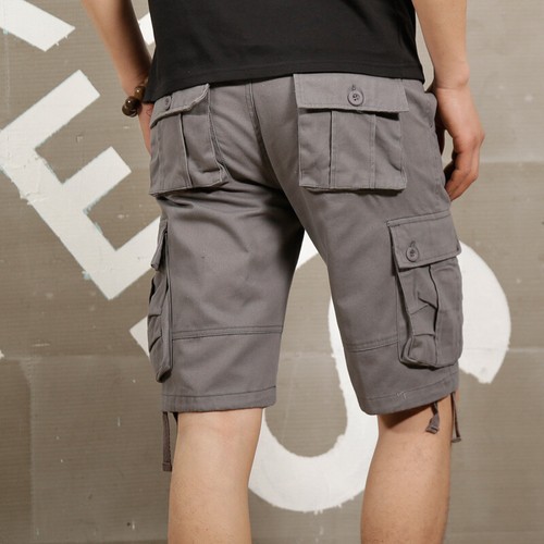 Men Oversized Cargo Shorts Half Pants Knee Length Casual Multi Pocket Summer Hot - Picture 17 of 19