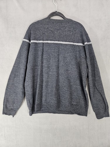 Banana Republic Herren Pullover Merinowolle Rundhals dunkelgrau gestreift Größe XL - Bild 9 von 10