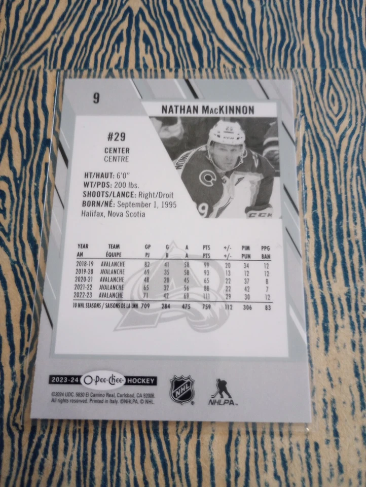 2023-24 O Pee Chee #9 Nathan MacKinnon - Image 2 of 2
