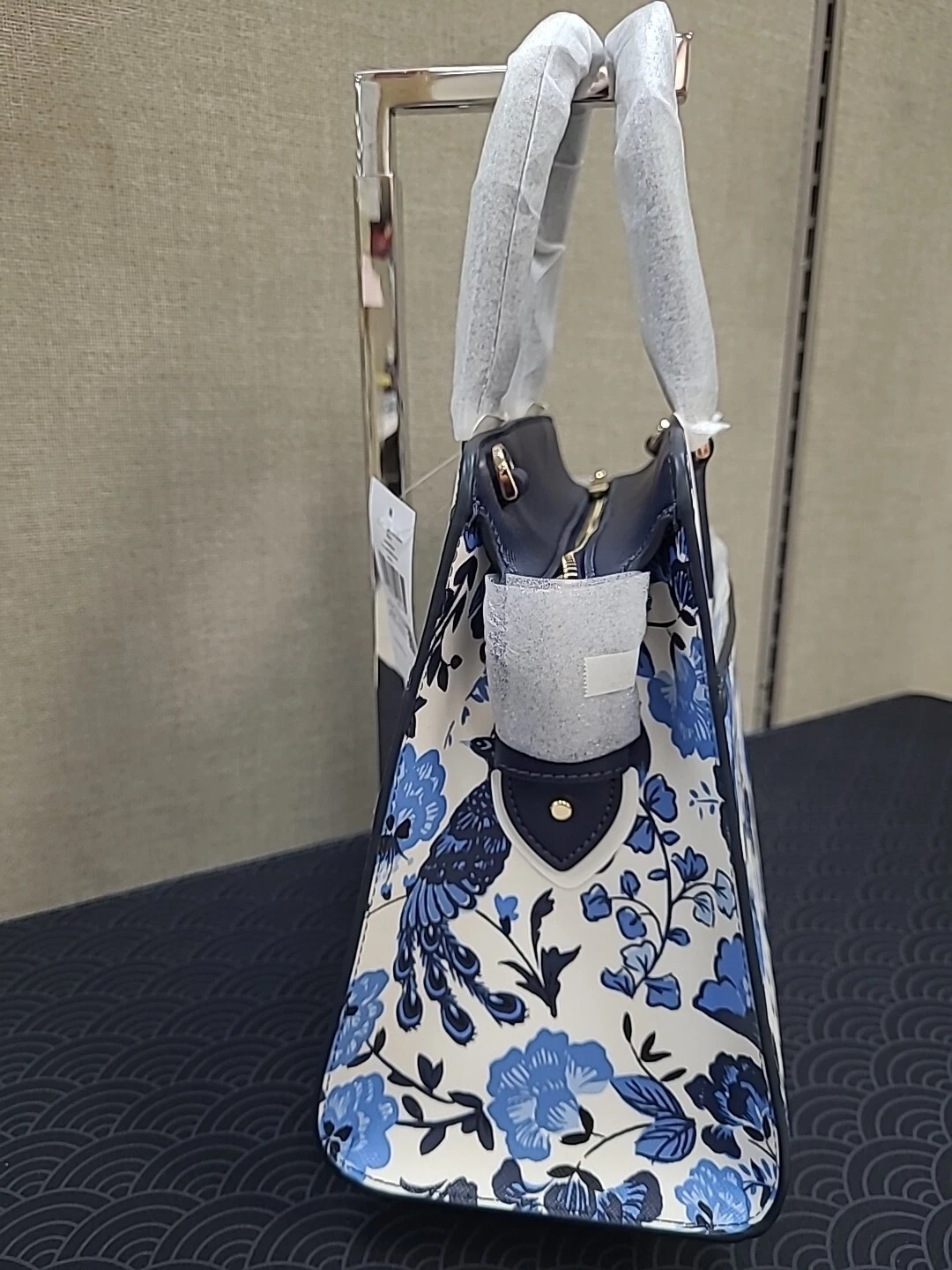 Nuova borsa media Kate Spade Madison pavone stampa floreale KH419