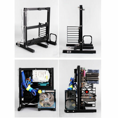 PC Motherboard Case Frame Open Bare Metal Air Water Cooling Fan Stand Chassic - Afbeelding 8 van 35