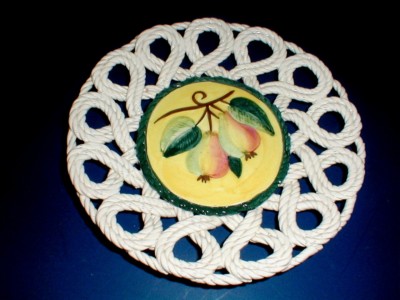 Spanish Decorative Pierced Rope Weave Loop Edge Pears Fruit Display Plate Spain