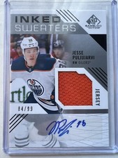 2018-19 UD SP Game Used Inked Sweaters Jesse Puljujarvi Rookie Jersey /99