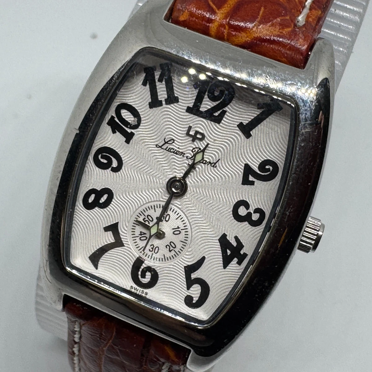 Lucien Piccard Tank Watch Women Mother of Pearl Dial Patent Leather Band 9\