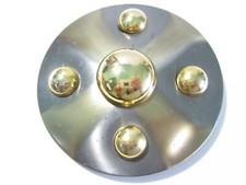 FUNKY SLIDE BUCKLE SILVER AND GOLD TONE 'X' PATTERN WITH GOLD TONE CABS VINTAGE