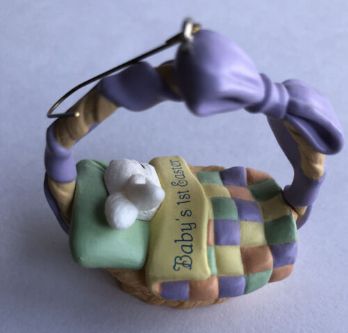BABY'S FIRST EASTER Bunny in Basket Hallmark Keepsake Ornament 1994 - Picture 3 of 6