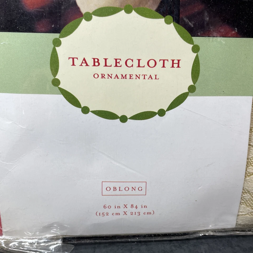 Oblong Ornamental Tablecloth 60 x 84 Cream Gold Target Holiday 2002 Vintage NEW - Image 3 of 4