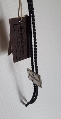 MALBORO CLASSICS COLLIER COWBOY EN CUIR DE VACHETTE BRUN ET ARGENTE