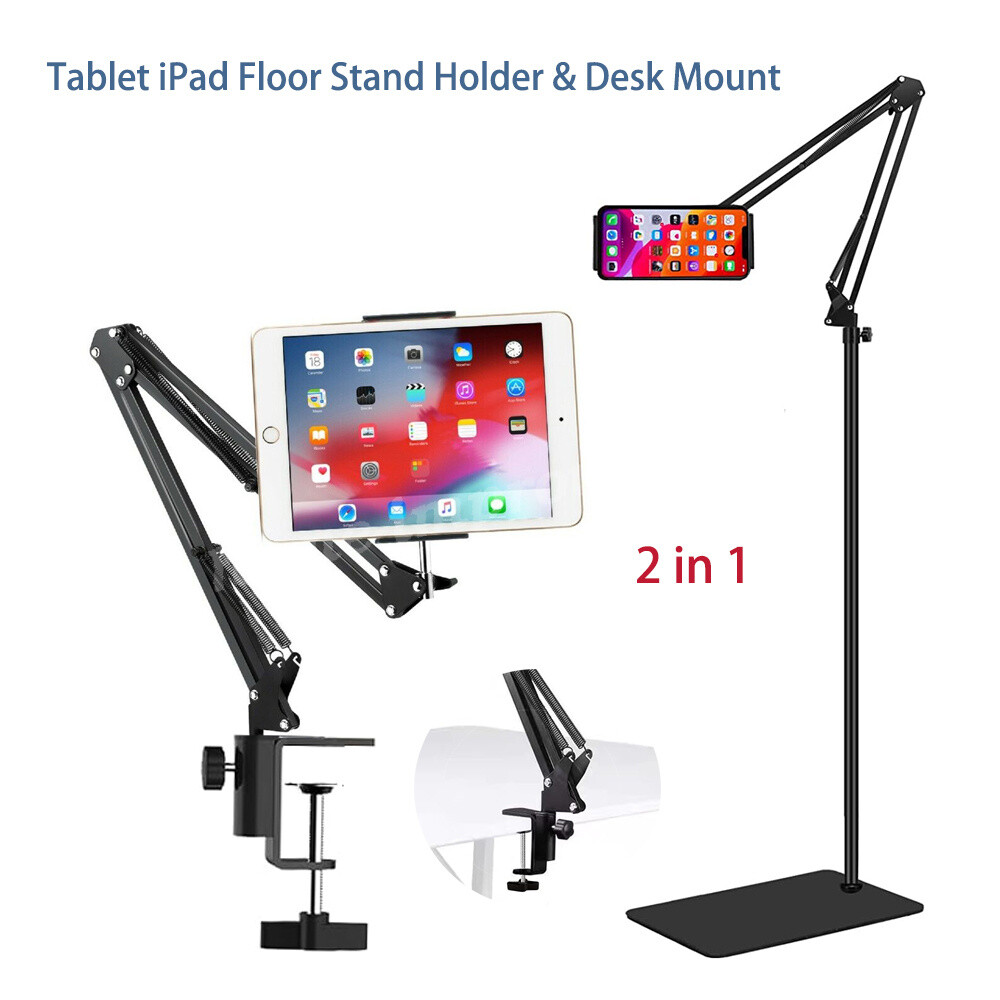 360° Adjustable Tablet Floor Stand Desk Mount Flexible Arm Phone Holder  iPad