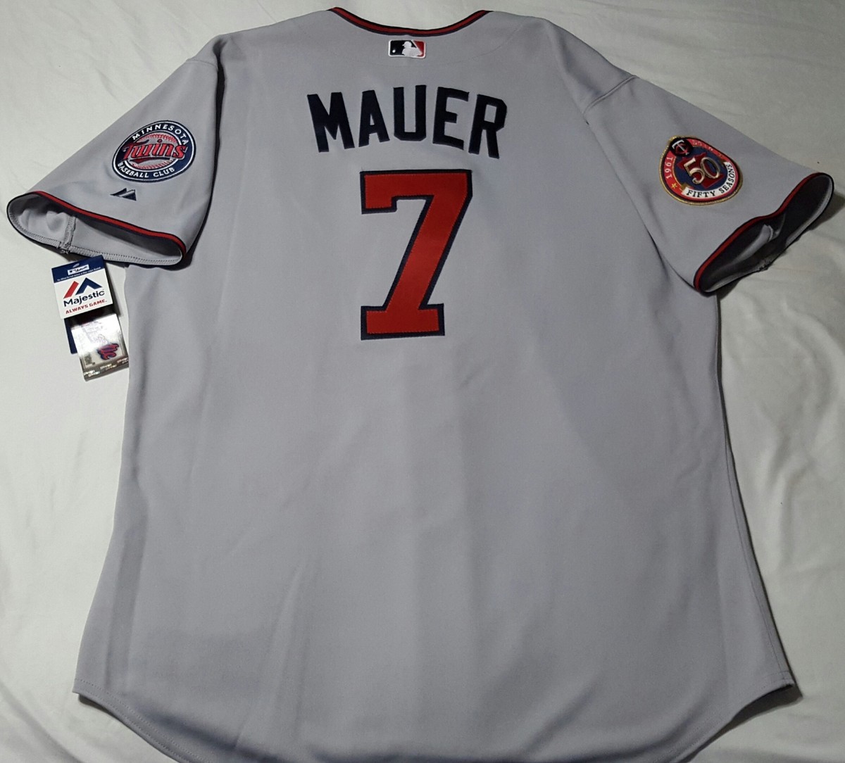 Majestic AUTHENTIC 52 2XL, MINNESOTA TWINS JOE MAUER GRAY ON FIELD