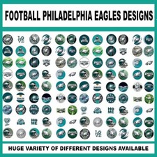 100 Precut EAGLES FOOTBALL TEAM BOTTLE CAP CHARM TRAY IMAGES 1 inch DESIGNS