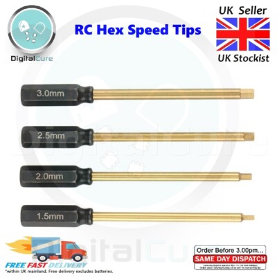 RC Speed Tip Sechskantschrauber 4 Stück Elektrowerkzeug Bohrer 1,5 2,0 2,5 3,0 mm x 70 mm