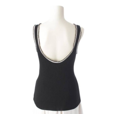 Auth Chanel Classic CC Logo Black Knit Tank Top - Size 42 | eBay