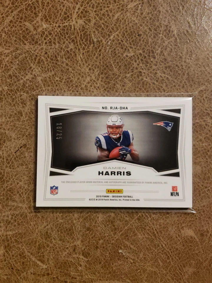 2019 Damien Harris Obsidian Rookie Patch Auto SSP /25 - Image 2 of 2