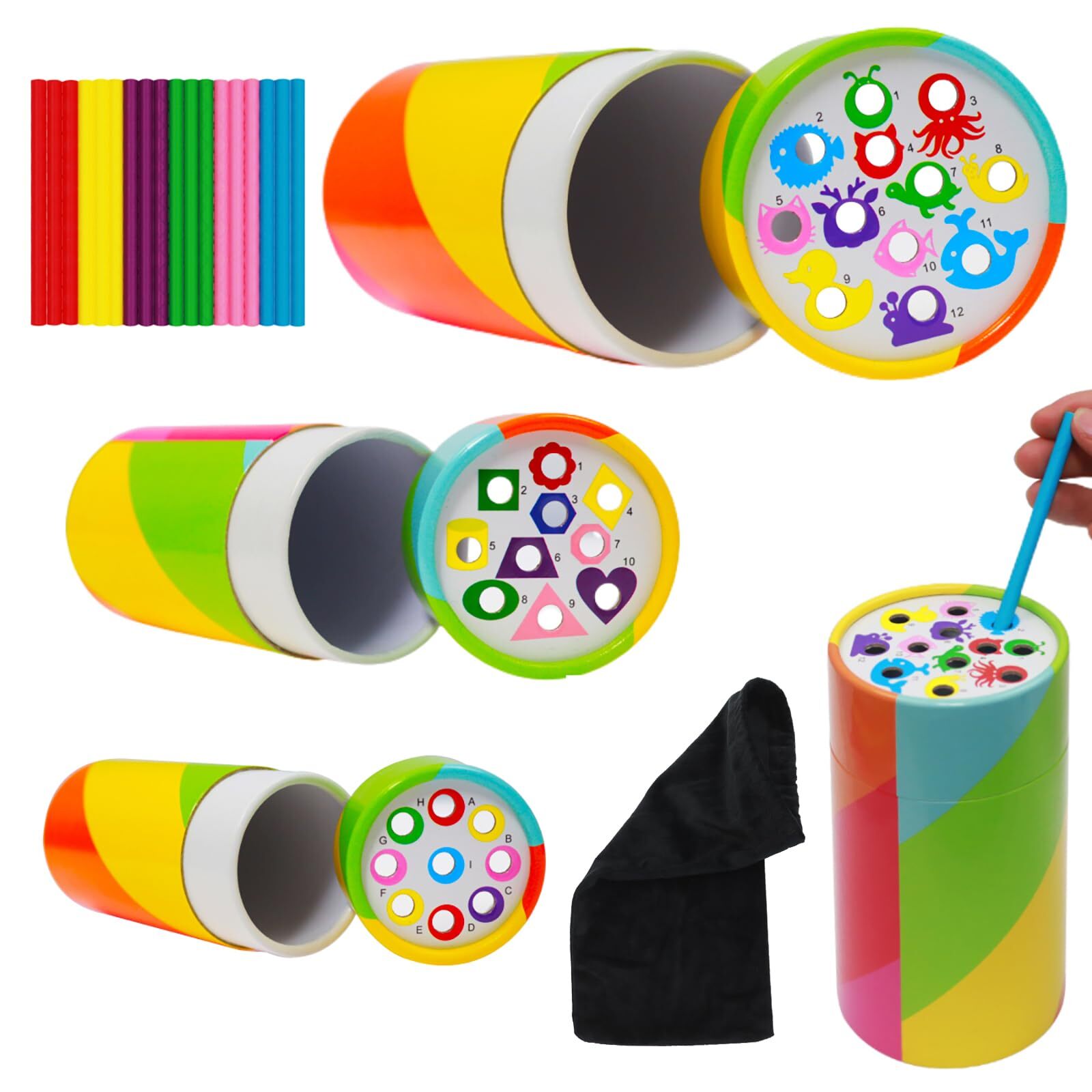 Toddler Montessori Stick Toys for 0-3 Year Old Nesting Paper Tube Fine Motor ...