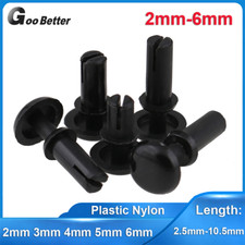 Black Car Plastic Nylon Push Pin Rivet Trim Clips Fastener 2mm 3mm 4mm 5mm 6mm