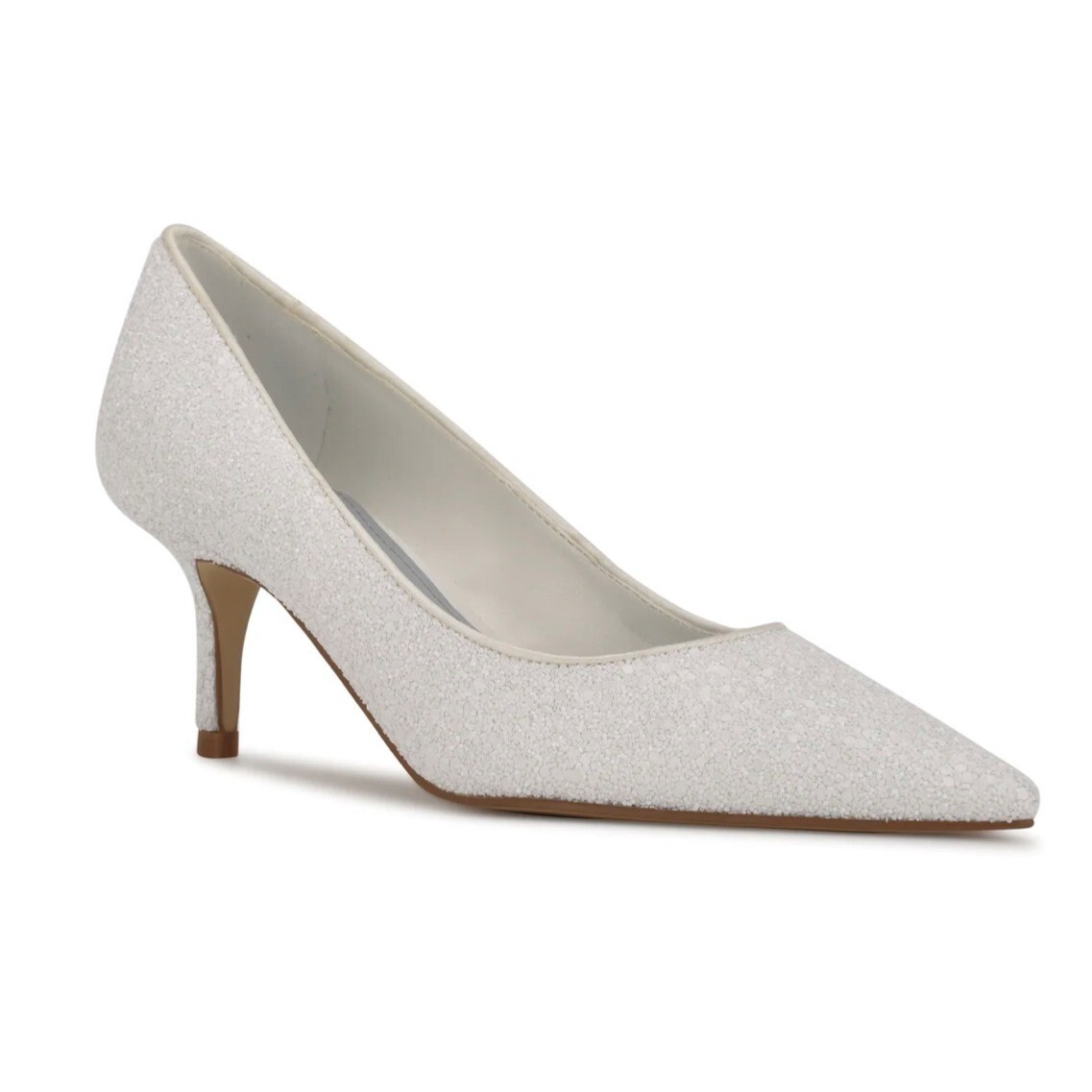 Nine West Arlene Pointy Toe Pumps Kitten Heel Pearl Glitter