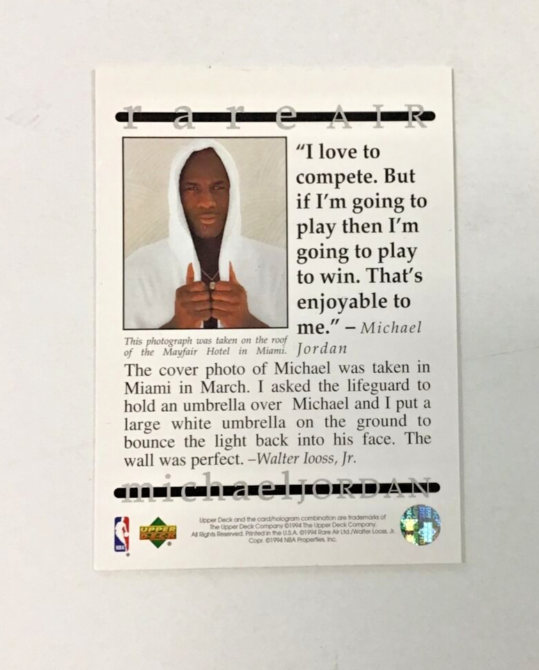 michael jordan rare air promo card 1994 Upper Deck Rare Air no number Michael Jordan promo card