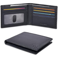 Genuine Leather Minimalist Bifold Wallets For Men RFID Blocking Slim Mens Wallet