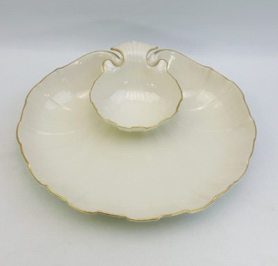Lenox große 30 cm muschelförmige gemeinsame/Vorspeisenschale - 24 Karat Goldrand