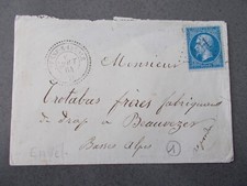 FRANCE.ENVELOPPE.TIMBRE EMPIRE GROS CHIFFRE 461.BESSE SUR ISSOLE.POUR BEAUVEZER.
