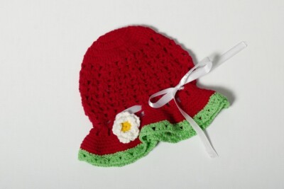 Baby hat size 56/62 crochet hat red flower New