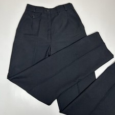 Vtg Counterparts Pants Women Black Flat Front High Waist Straight Leg Sz 6 USA