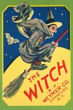 THE WITCH BROOM FLYING MOON BAT HALLOWEEN SYRACUSE NY VINTAGE POSTER REPRO