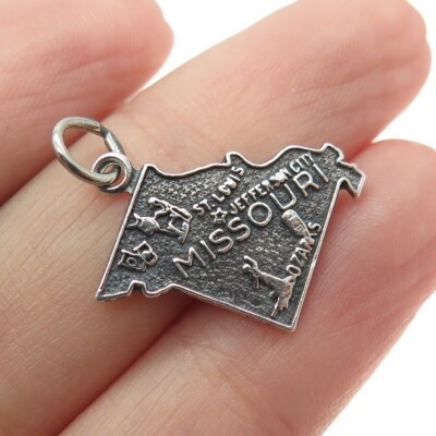 Missouri State Charm Antiqued Sterling Silver Missouri State Charm Antiqued Sterling Silver