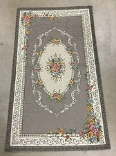 TAPPETO ARREDO PER CAMERA DA LETTO SALOTTO CON ANTISCIVOLO FLOREALE GRIGIO/PANNA