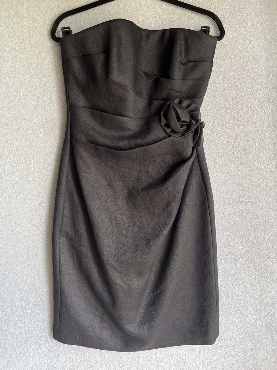 White House Black Market Dress Womens Size Black Sheath Bodycon Floral